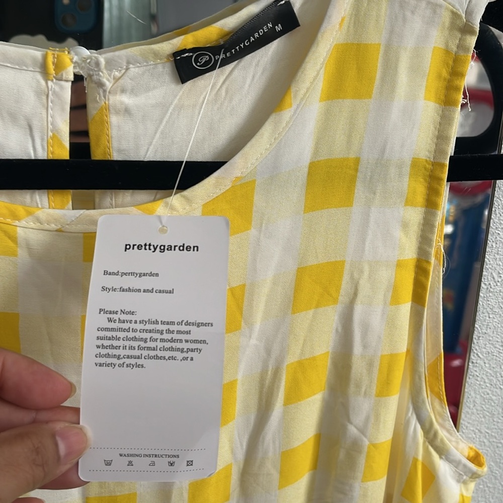 Pretty Garden yellow Plaid dress NWT - Picture 3 of 8